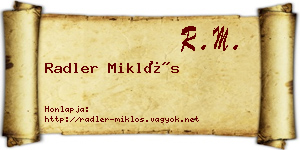 Radler Miklós névjegykártya